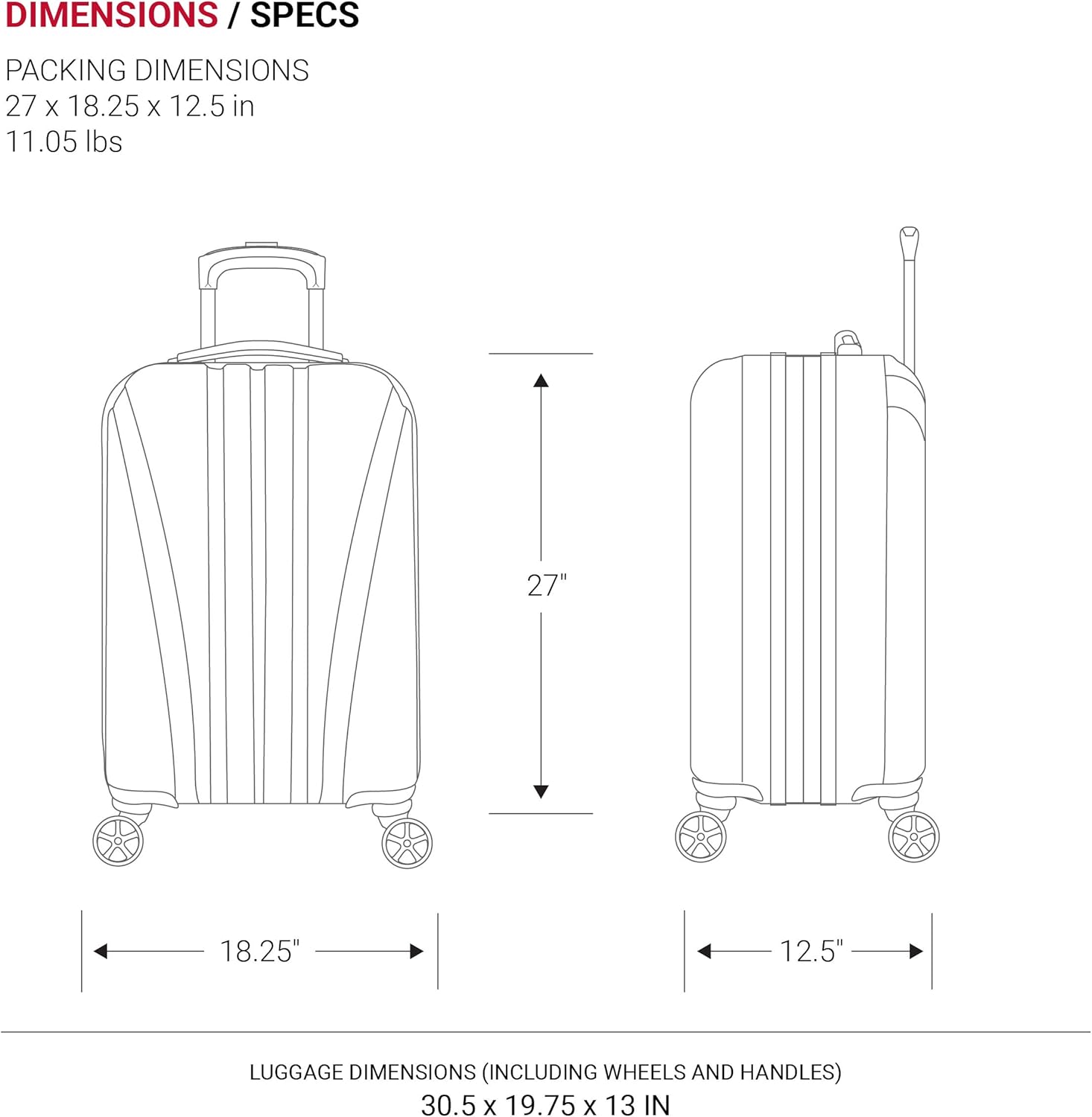 SwissGear 7585 Hardside Expandable Luggage with Spinner Wheels, Black, Checked-Large 27-Inch