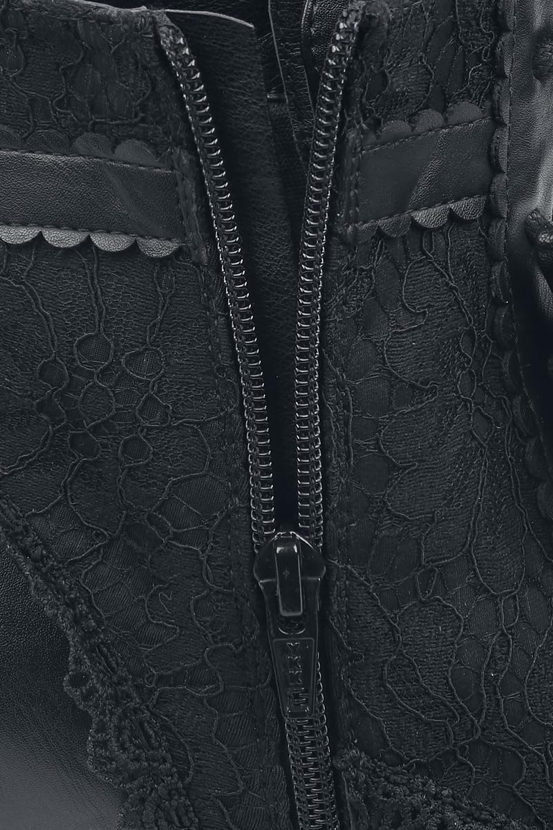 Gothicana by EMP Damen Schwarze High Heels mit Zierschleife, Reißverschluss und Schnürung