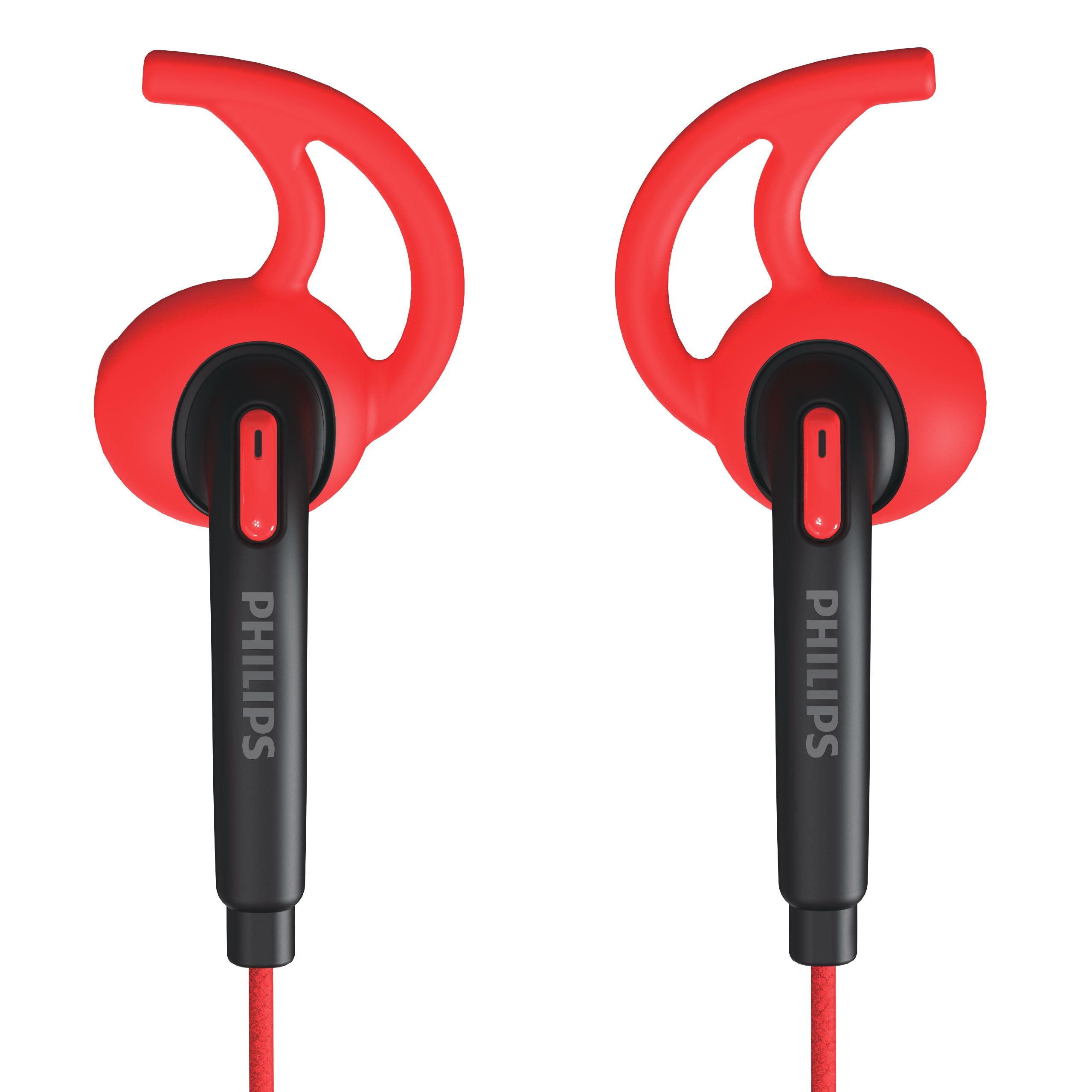 Philips TAA1009RD/94 in-Ear Sports Wired Earphones with Mic, 12mm Neodymium Drivers, Secure Fit Wing Tips, IPX4 Splash/Sweat Resistant, 3-Button Remote, 1.2 m Cable with 3.5 mm Stereo Plug (Red)-image-41