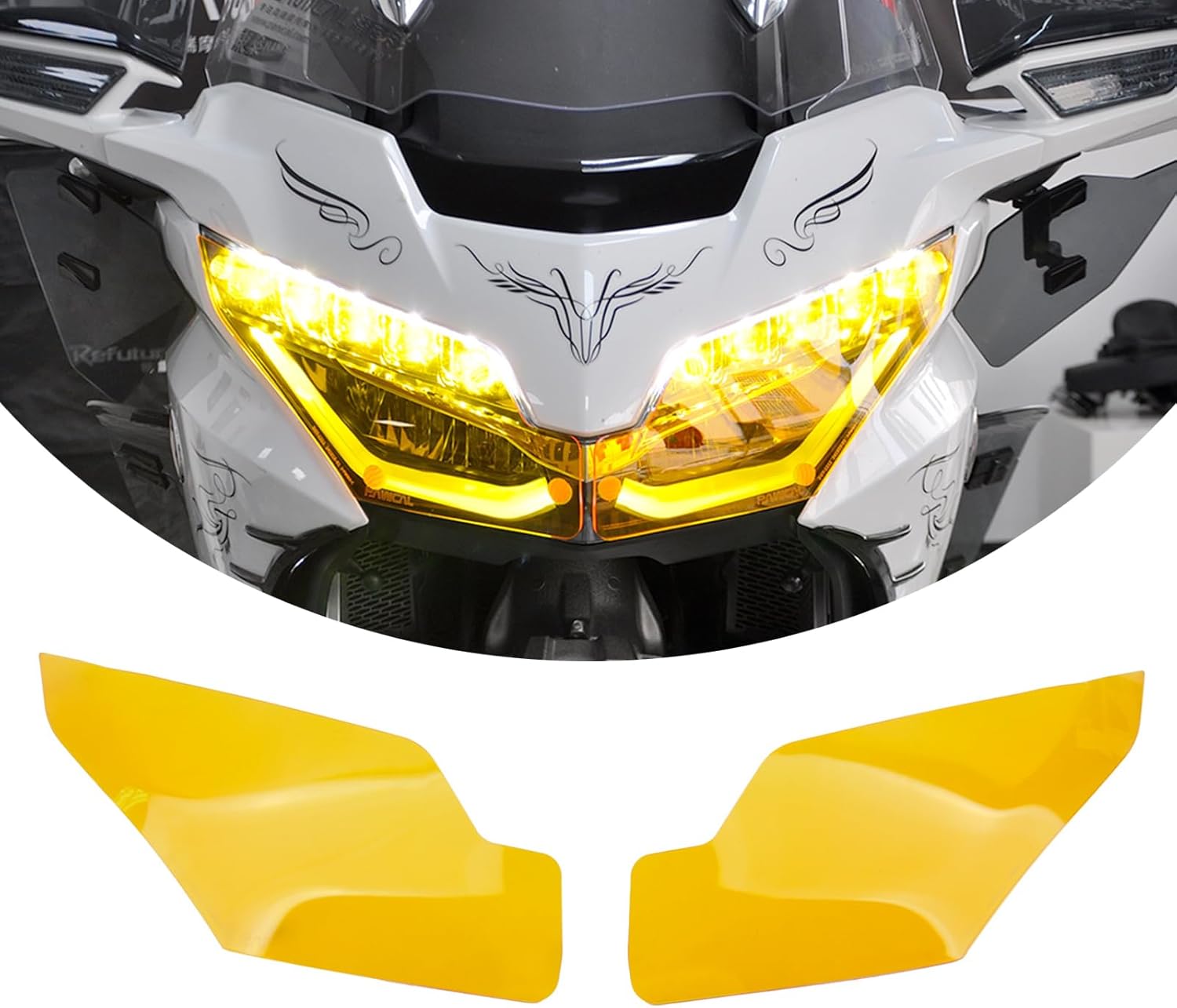 PANICAL Motorcycle for Honda Goldwing GL1800 F6B 2018-2026 Headlight Protection Glass Decorative Transparent Acrylic Gold wing GL 1800 B (Transparent White)