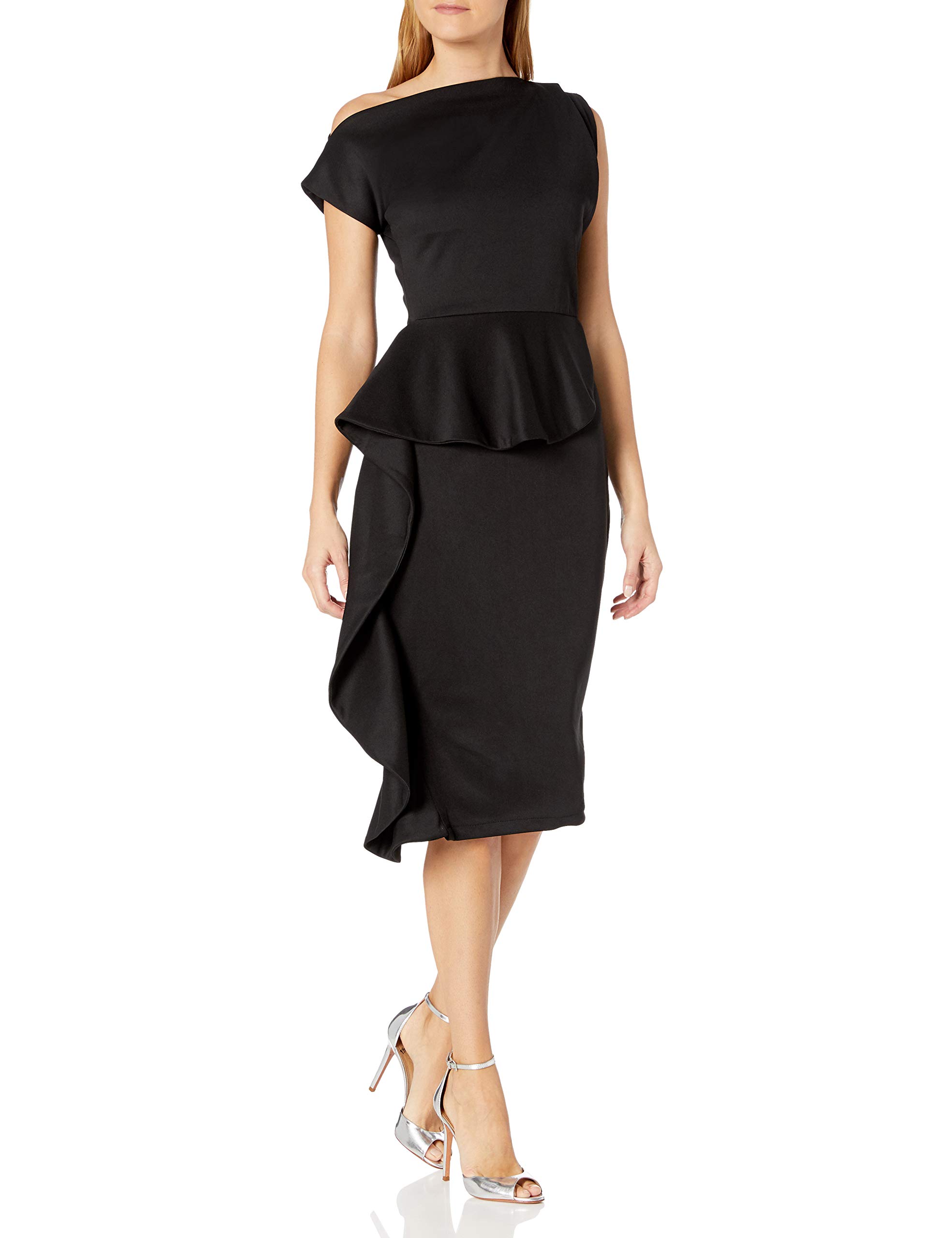 Women's Yena Assymetric Neckline Waterfall Pencil Midi