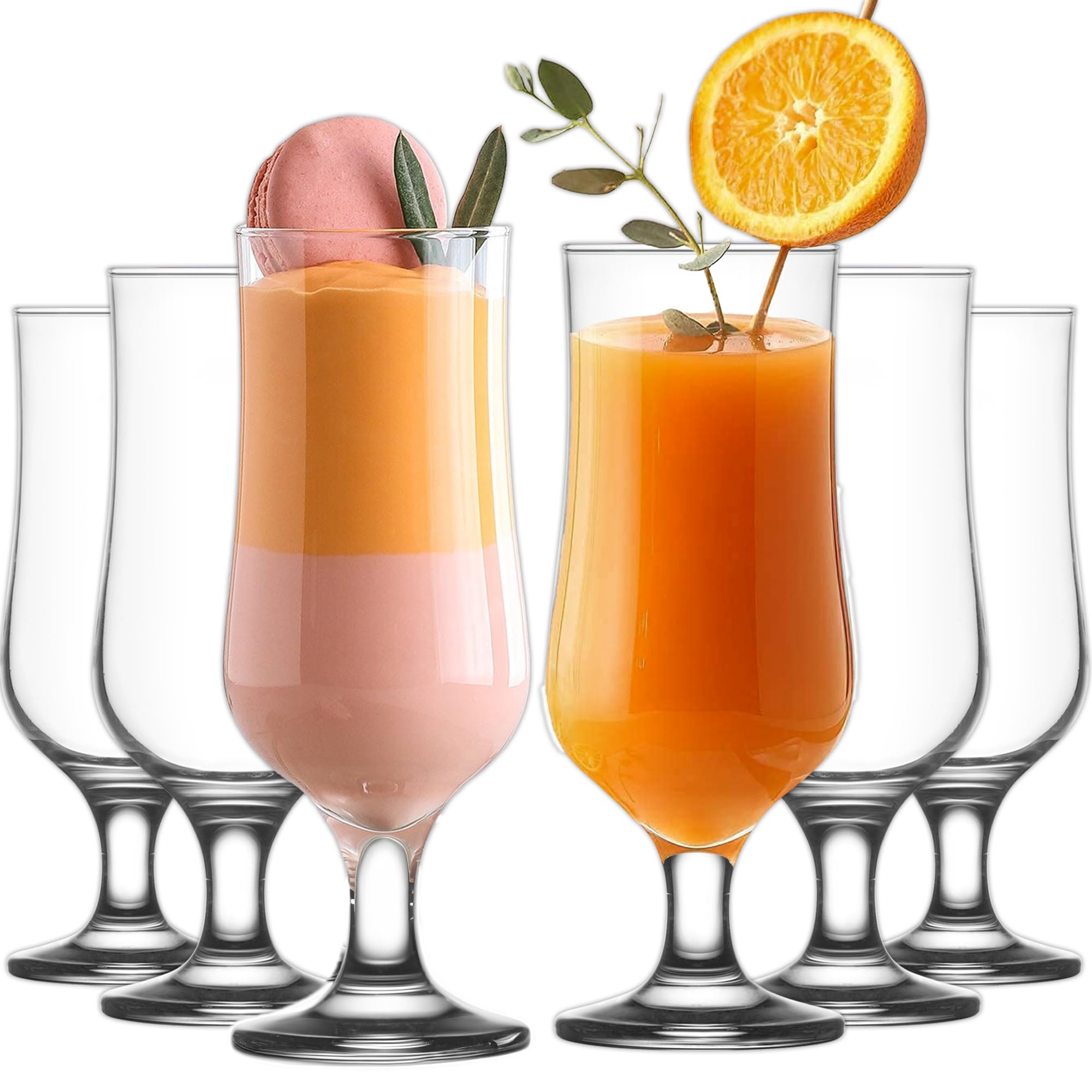 NORDIC SCHILLER Bicchieri da Cocktail Set 6, 385ml 100% SENZA PIOMBO Bicchieri da Caffè Freddo, Frappé Bicchieri per Pina Colada, Bicchiere per Hurricane