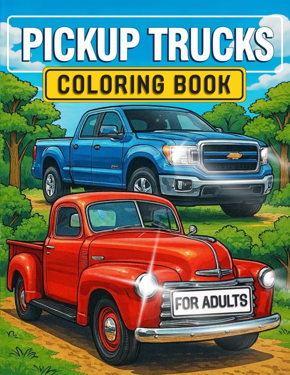 Pickup Trucks Coloring Book: Vintage, Classic and Modern Pickup Trucks for Teens, Adults and Truck Lovers - Detailed Line Art Coloring Pages Featuring Work Trucks from 1925 to 2000