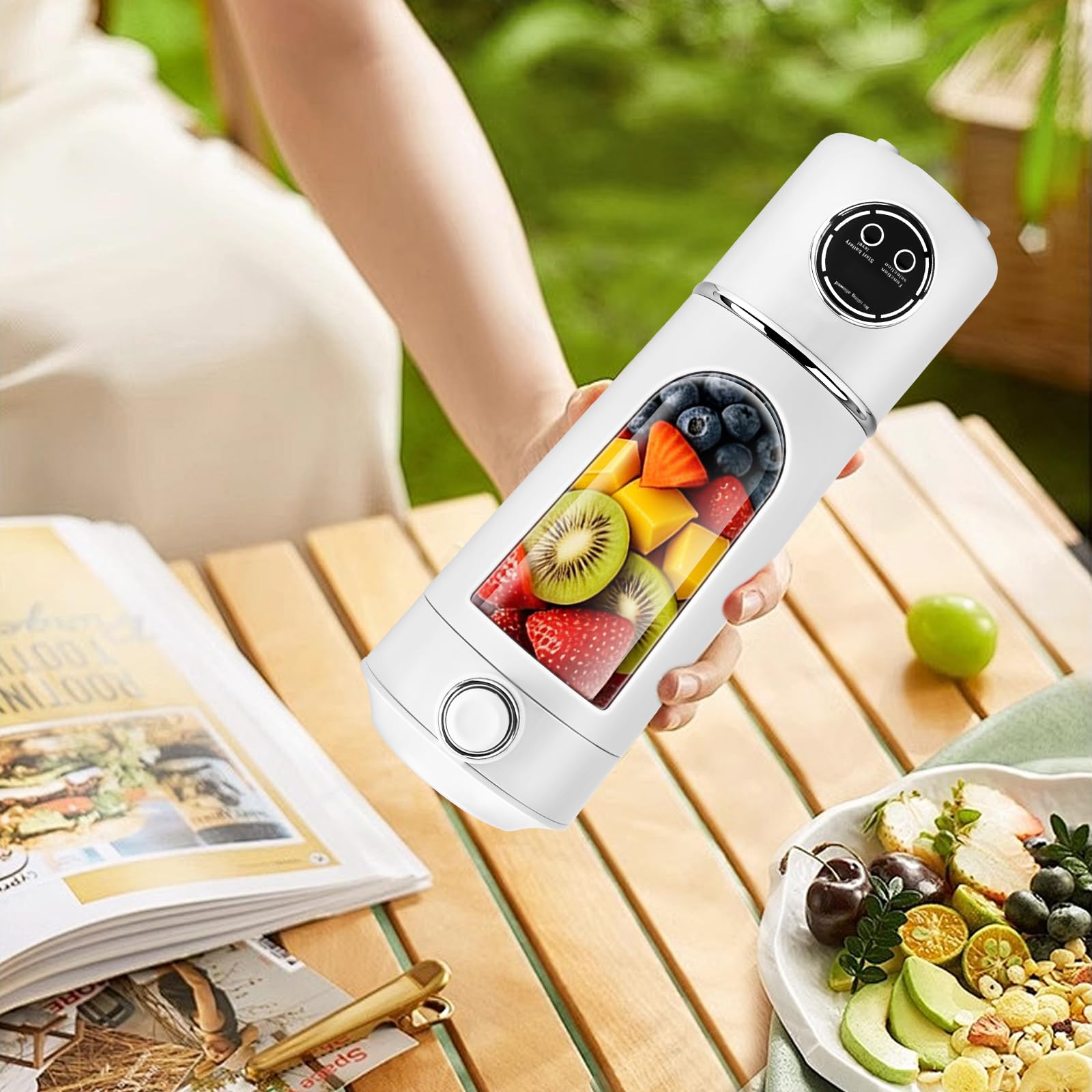 Przenośny mikser/blender/smoothie maker, 700 ml, mini mikser stojący z 12 ostrzami ze stali nierdzewnej do koktajli i shake'ów, z pokrywką podróżną, do kuchni, siłowni, biura
