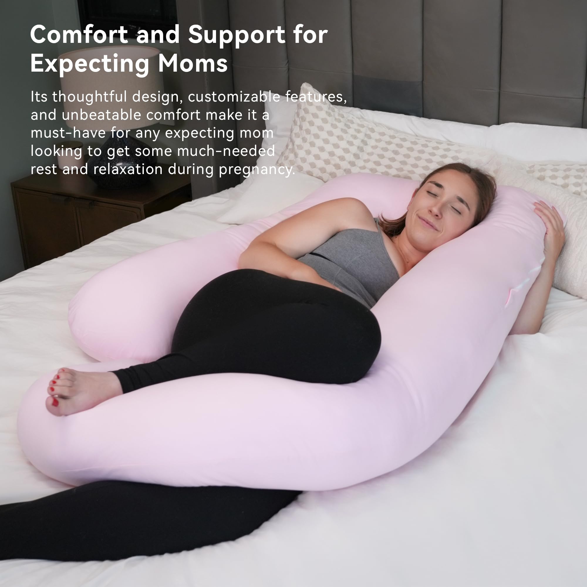 Cuscino Gravidanza con Copertura Cotone Rimovibile | Cuscino Maternità U,Supporto Totale Corpo per Dormire Senza Dolori,Cuscino per L'allattamento,Cuscino di Posizionamento