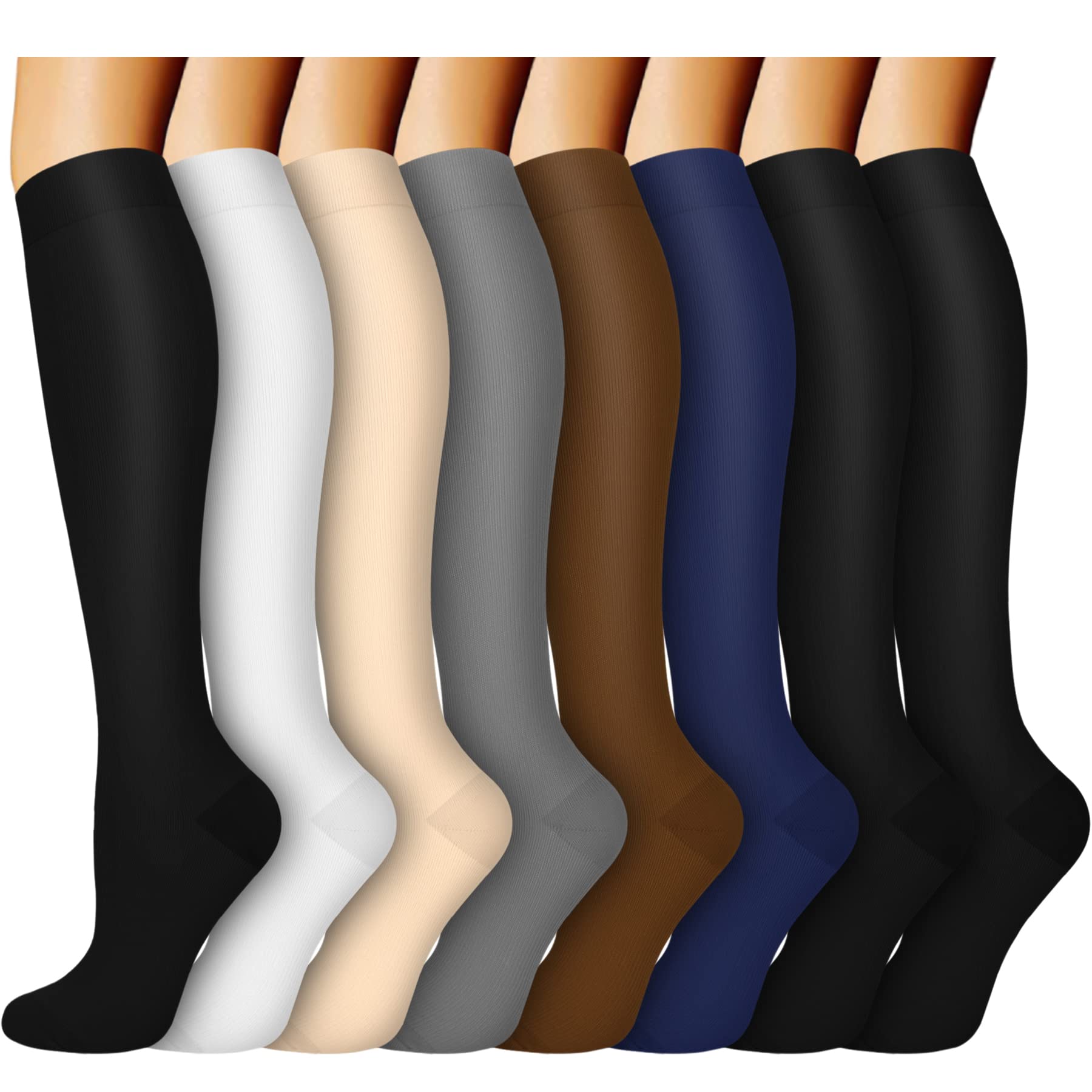8 Pairs Compression Socks for Women & Men,Support Compression Stockings for Medical Running Athletic