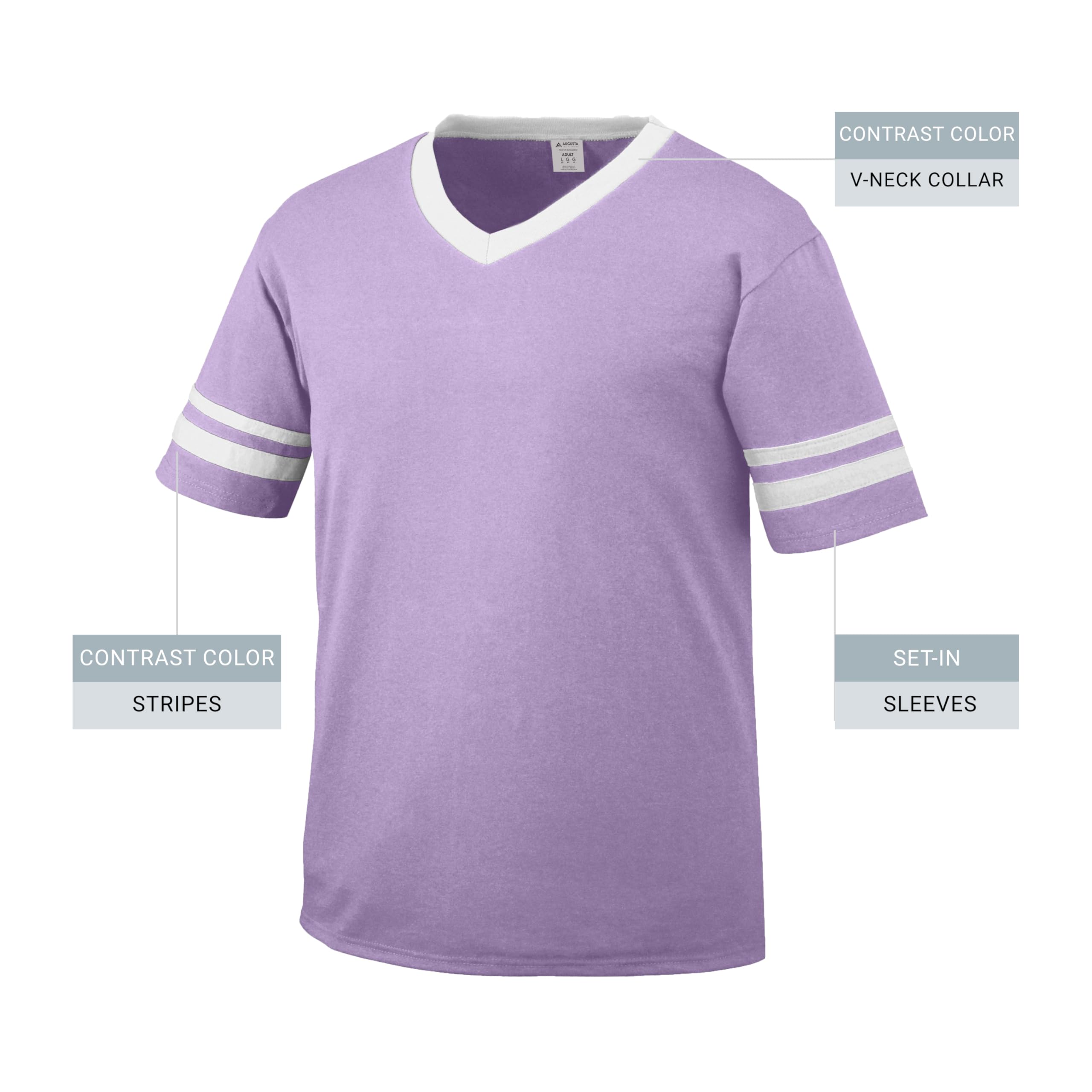 Augusta Sportswear Boys' Standard Youth Sleeve Stripe Jersey, Light Lavender/White, Large