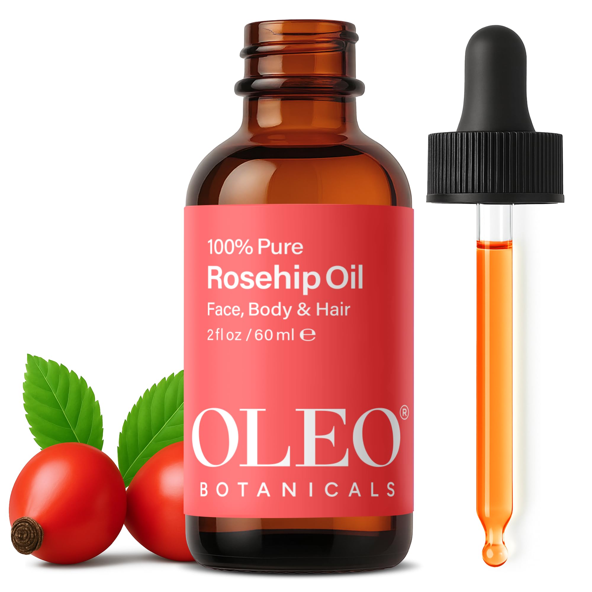 Rosehip Seed Oil Organic, 100% Pure (Rosa Mosqueta) Cold Pressed & Unrefined - Nourishing - Face Moisturizer, Hair, Body & Nails - (60ml)