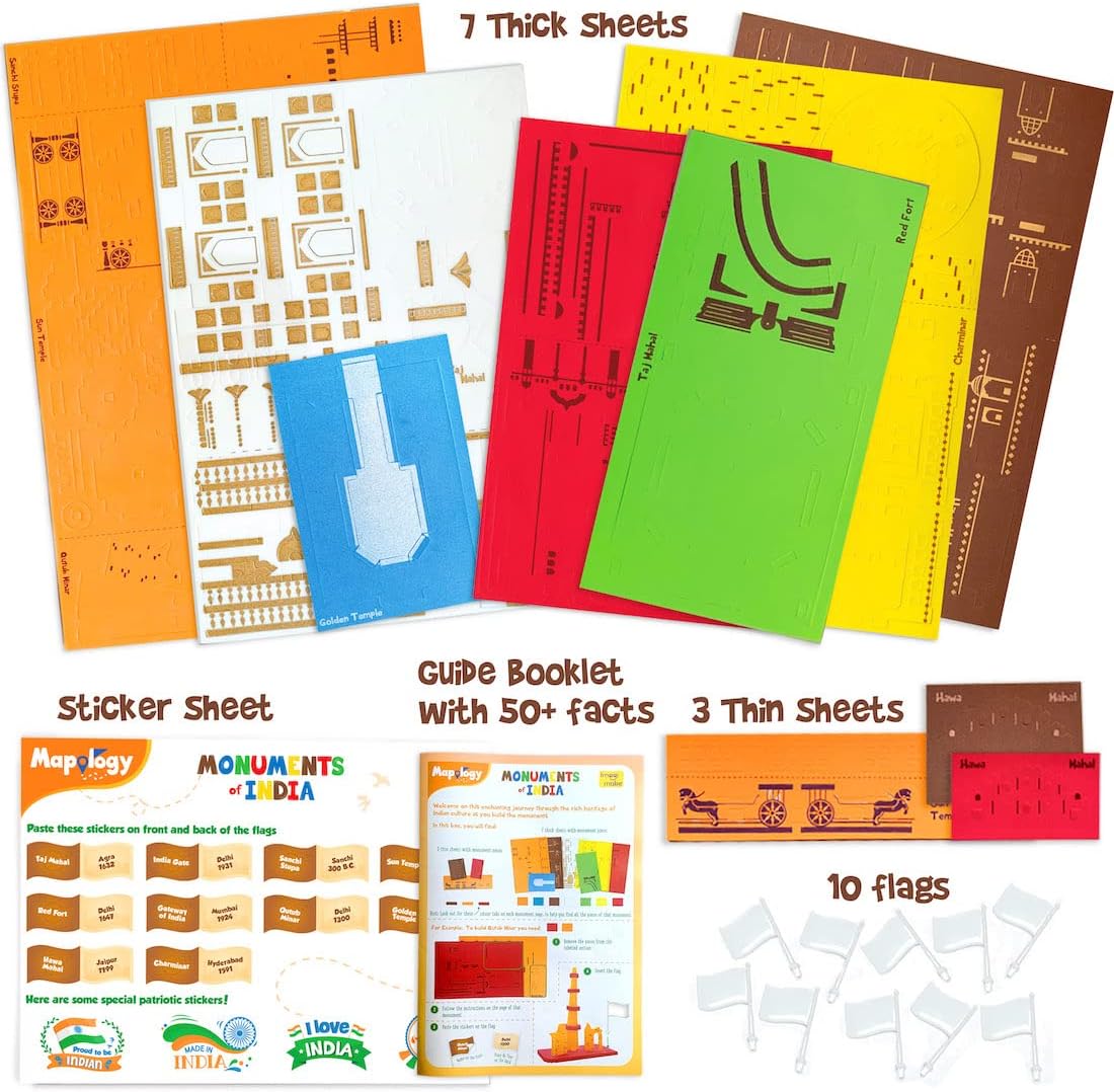 Imagimake Mapology Monuments of India - Construction Set - Make 10 Monuments - Educational Toy for Boys & Girls Above 5 Years