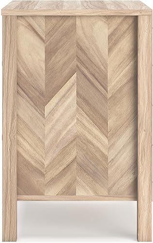 Miniatura 10 de Signature Design by Ashley Battelle Mesita de noche moderna de mediados de siglo con patrón de cheurón, 2 cajones de almacenamiento, herrajes de
