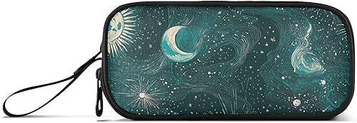 Bolsa de lápices de nailon Material escolar Tarot de oro verde Astrología Luna de alta capacidad Estuche organizador de papelería para estudiantes