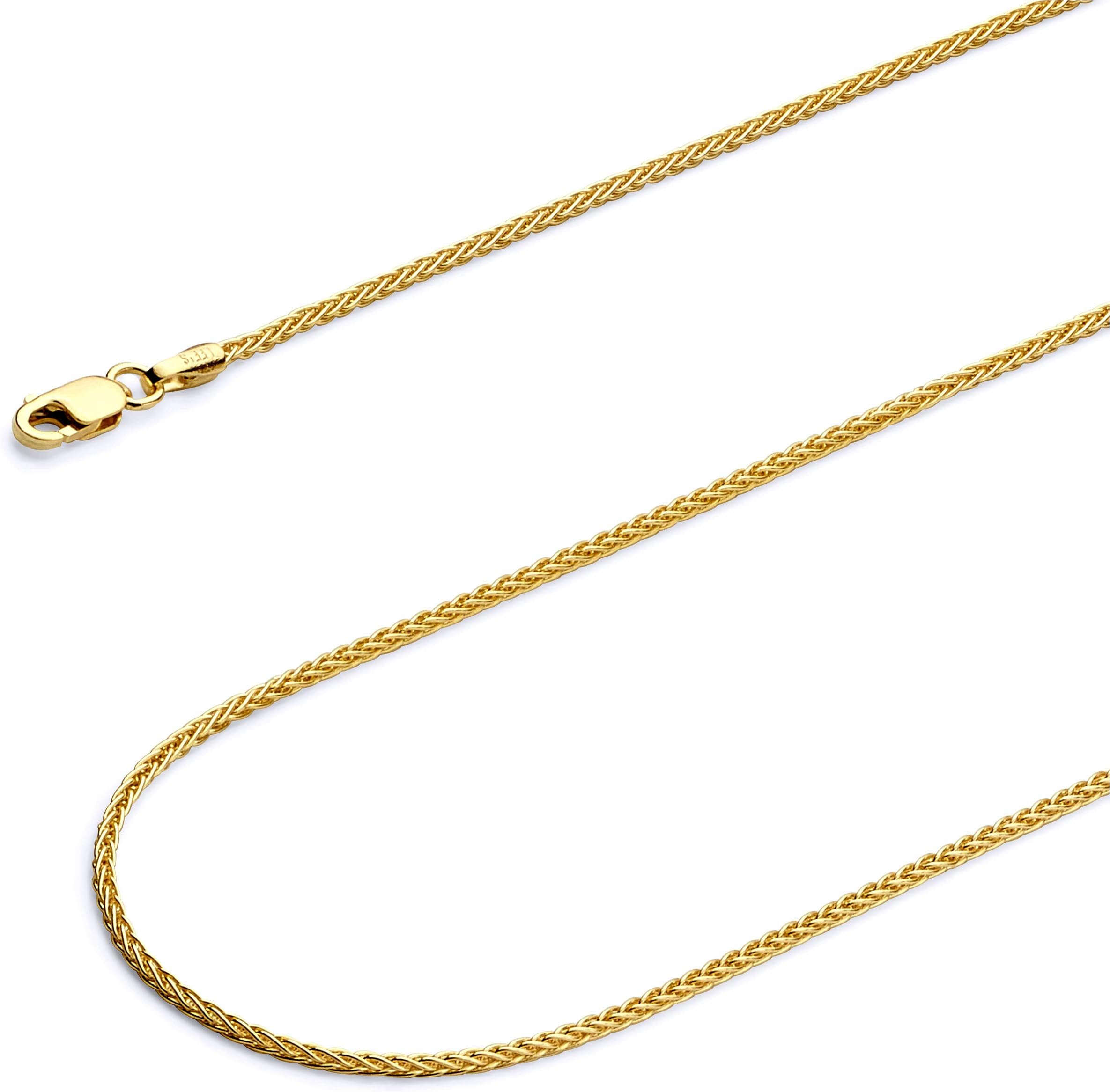 Wellingsale14K Solid Gold Round Wheat Chains (Select Options)