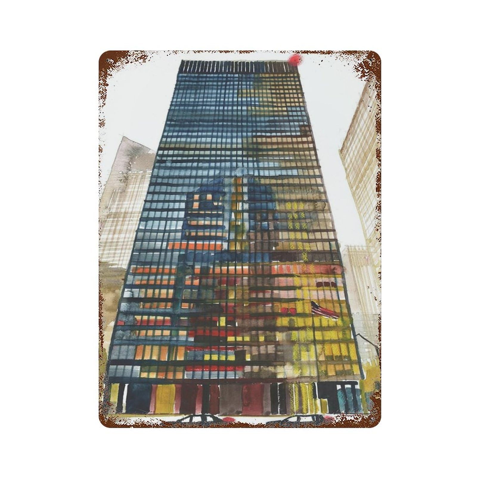 xiaoxiaoshen Cityscape Seagram Wall Decor Art Metal Tin Poster Modern Home Decor Art Home Bar Shop Decorations Vintage Sign 40x30cm