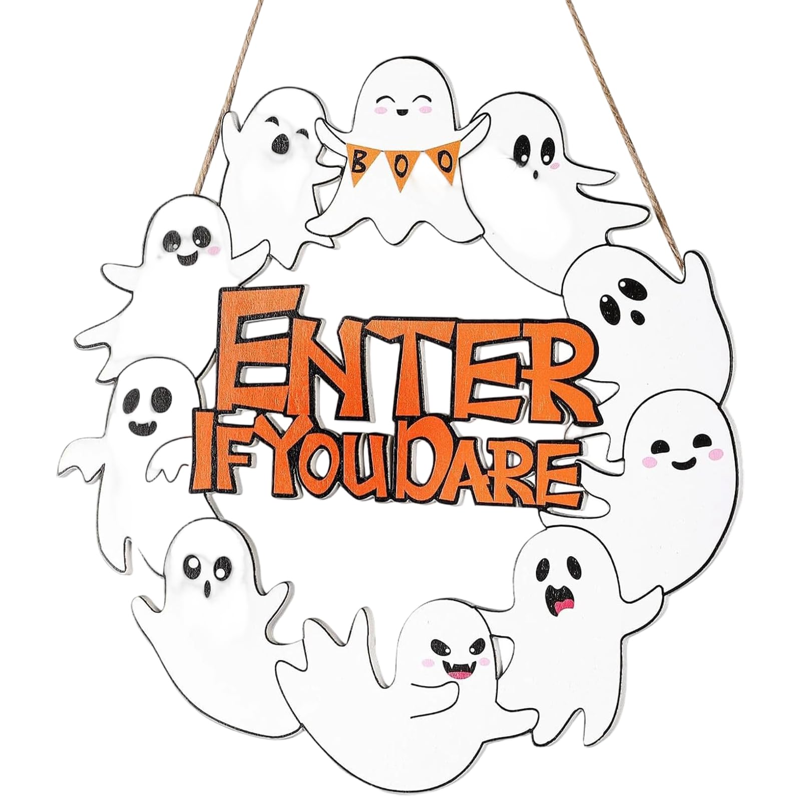 carotoe Halloween Wooden Door Hanger with Skeletons & Pumpkins Outdoor Indoor Party Decorations Party Decorations Halloween Hanging Skeleton Decoration Holiday Wooden Signboard Easy Install Decor