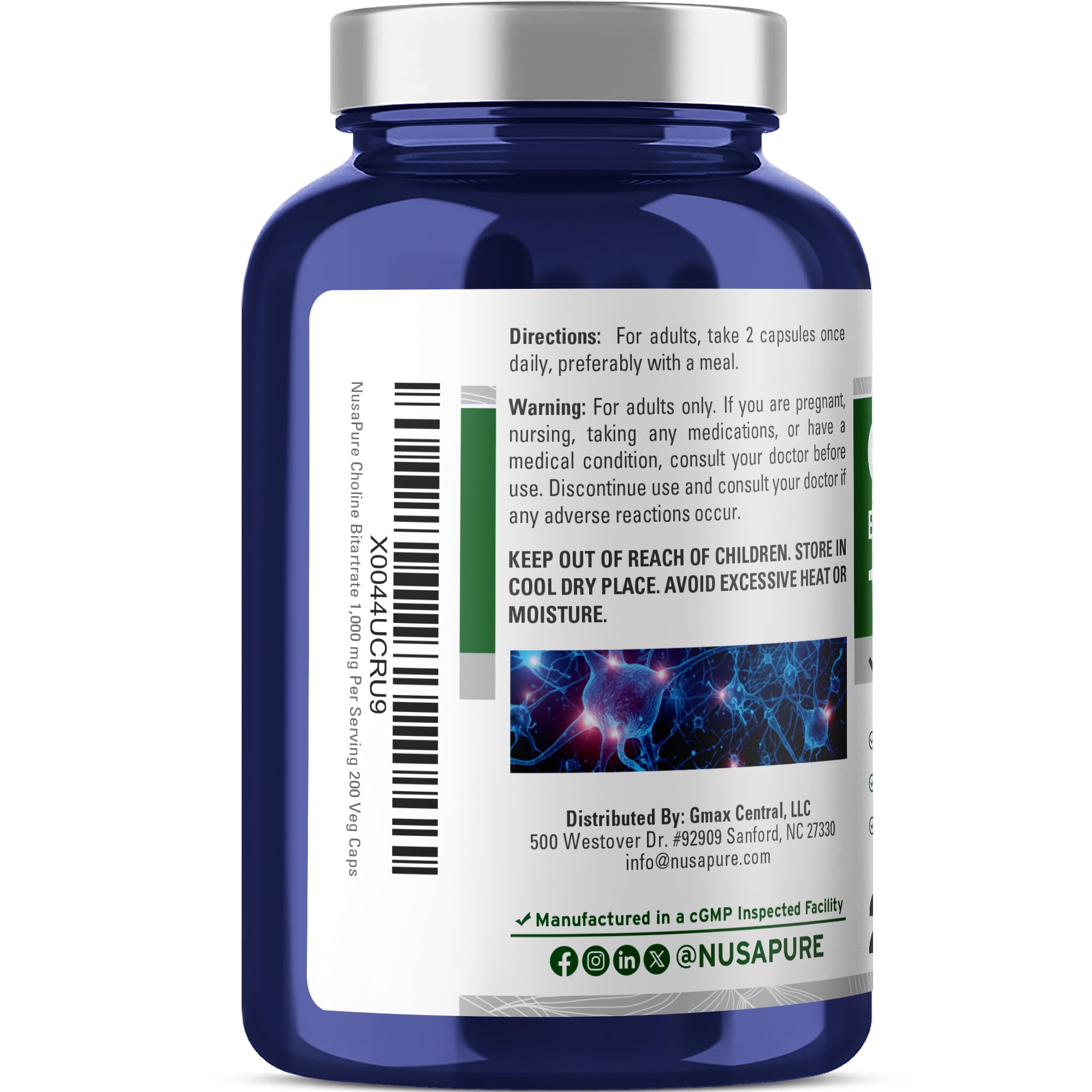 Choline Bitartrate, Vegetarian, Vegan, 1000mg, 200 Capsules - 100 Servings — Amazon image 2