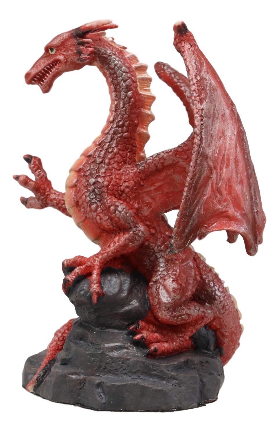 Ebros Figurine de collection en forme de dragon de lave rouge grimpant sur une roche volcanique 10,8 cm de haut