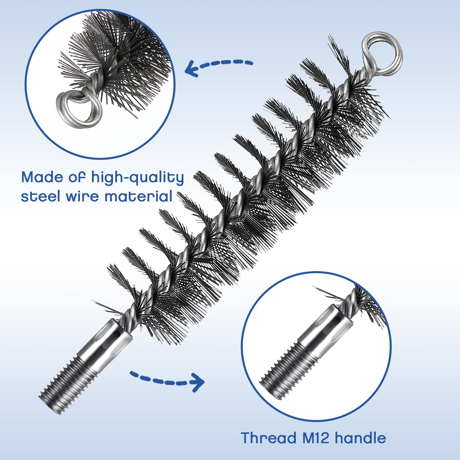 Set 4 Spazzole Per Pulizia Canna Fumaria | Diametri 30mm, 50mm, 80mm, 110mm | Acciaio Inox | Per Camini E Stufe - Foto 3