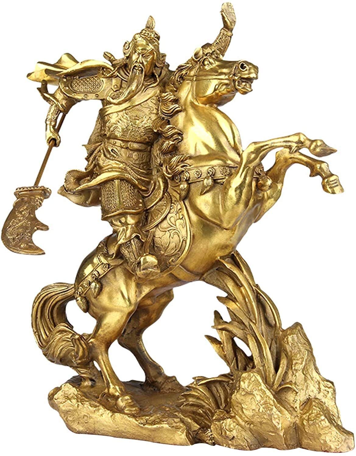 Feng Shui Kwan Kung Statue Guan Yu Kuan Gong Statue Brass Guan Gong Statue The Loyal And Righteous Three Asian Figurine Kingdom Chinese Hero Sculpture 1223 (Size : Small)