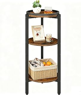 HOOBRO Small Round Side Table, 3-Tier Tall Coffee Drink Table for Sofa Couch, 28.7" H Round Nightstand, Circle Wooden Acce... Price In India