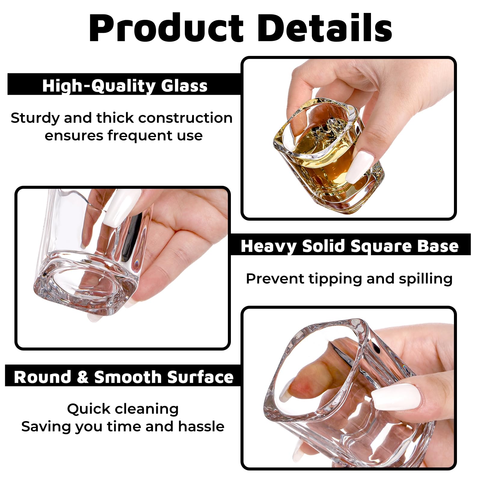 Lot de 30 verres à shot à base lourde, 62,4 g, verres à whisky carrés en vrac, petites tasses en verre épais pour vodka, tequila, expresso, liqueur, fournitures idéales pour les fêtes de bar