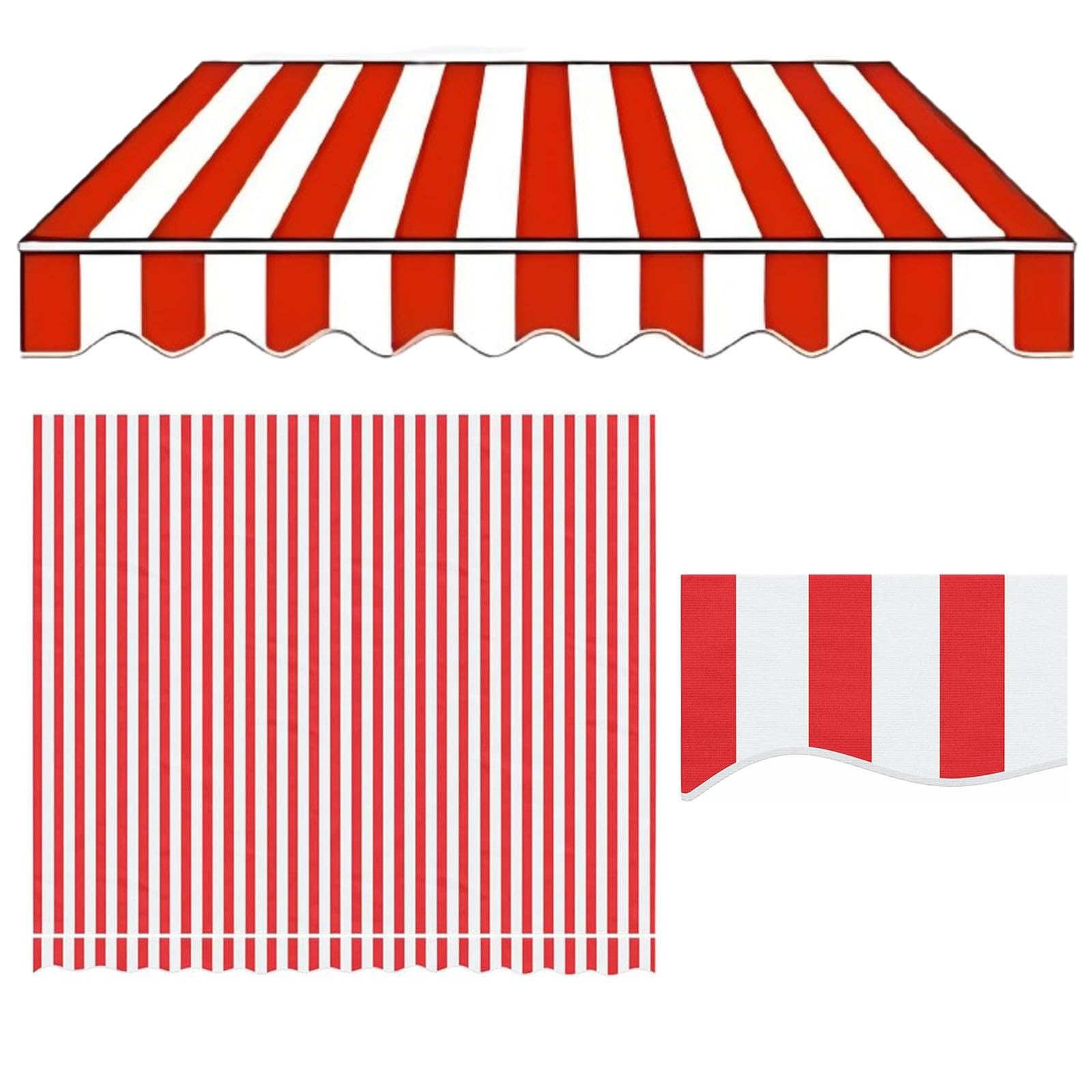 Toile de rechange pour auvent rétractable extérieur imperméable store banne 4x1.5m bicolore