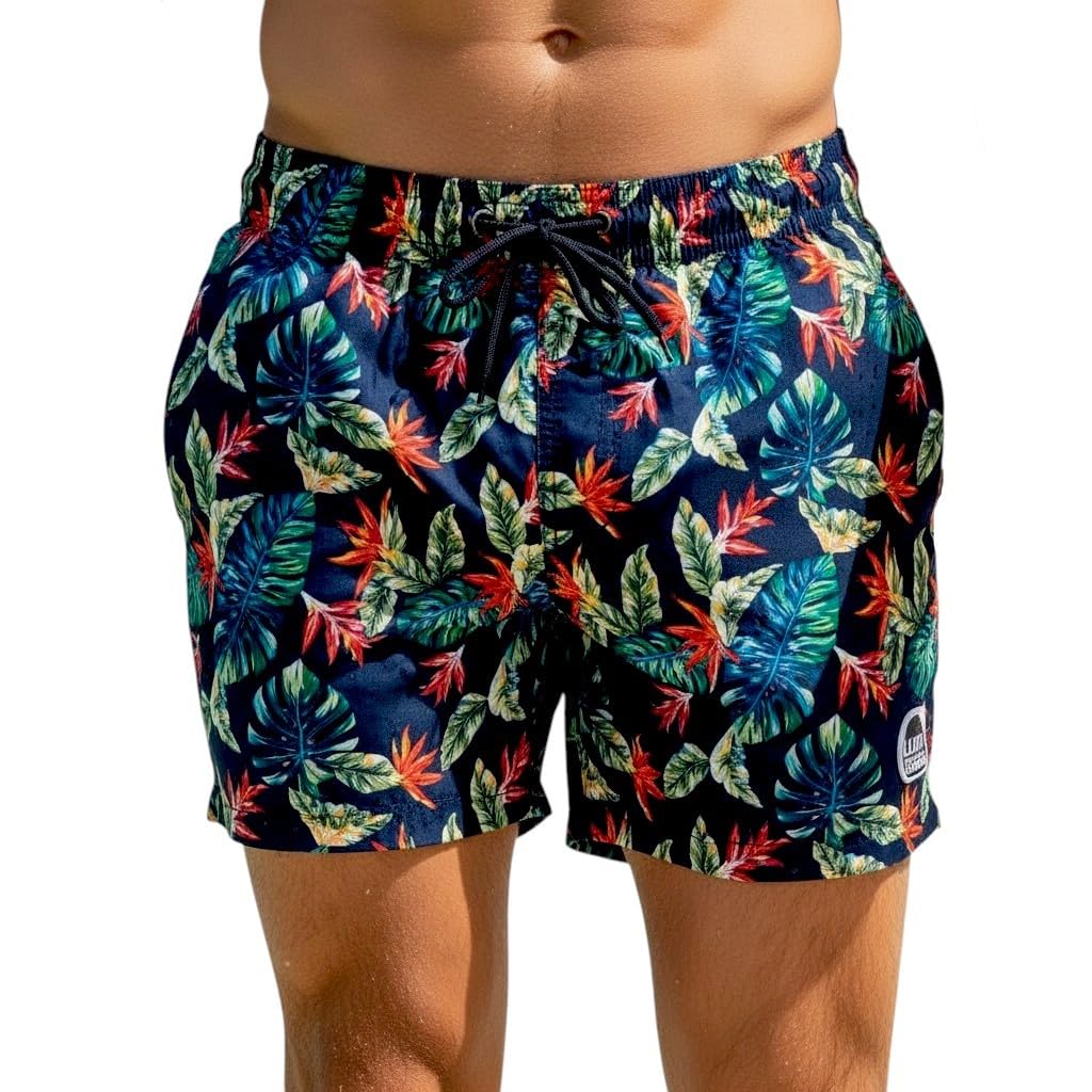 Short de Bain Homme Court Hawaï | Maillot 36cm Imprimé Tropical | Séchage Rapide, Filet et Infroissable