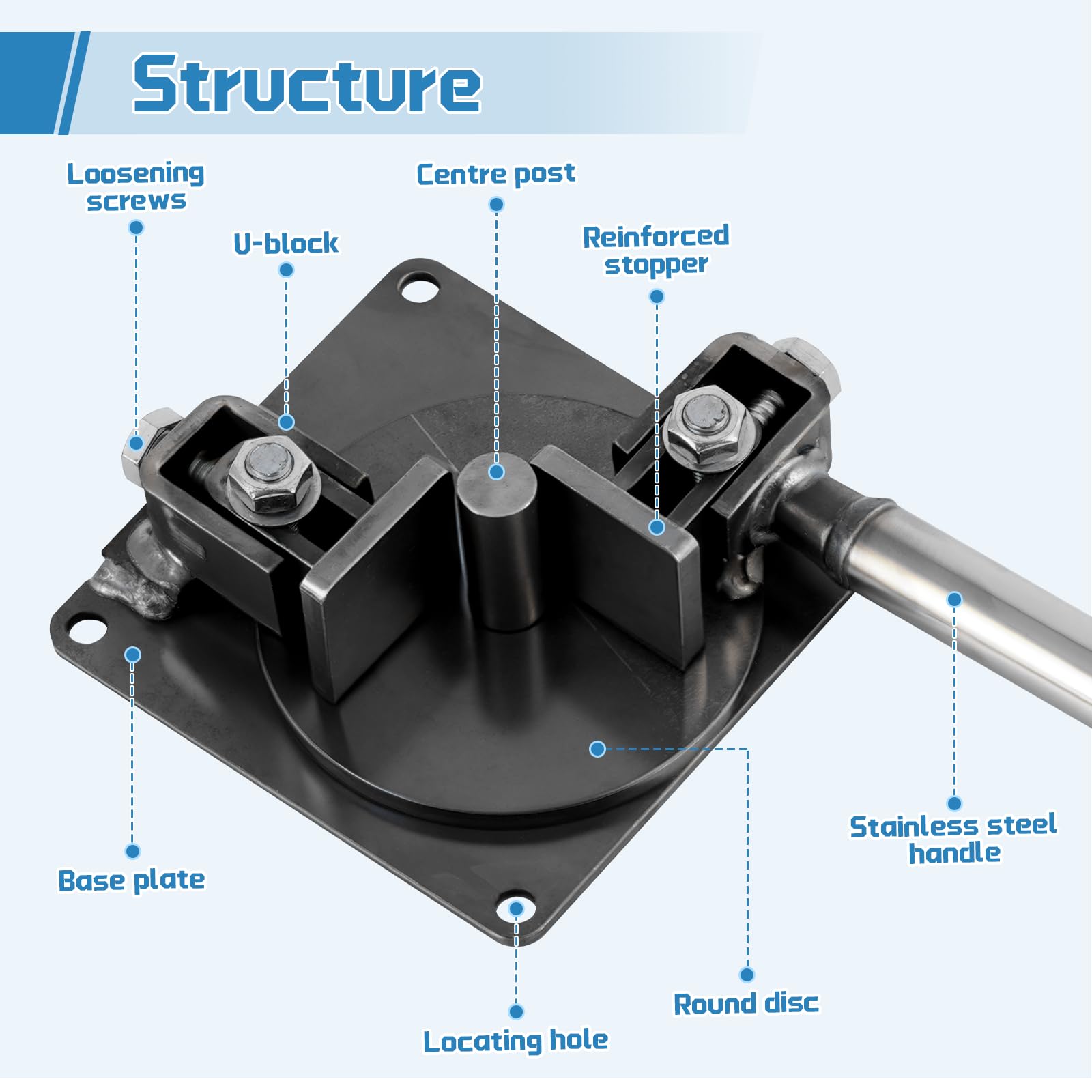 MXBAOHENG Dobladora Manual de Barra de Acero de 1-14mm Dobladora de Hierro Manual de Barras de Refuerzo Herramientas de metal para acero redondo acero de refuerzo, hierro plano y otros metales