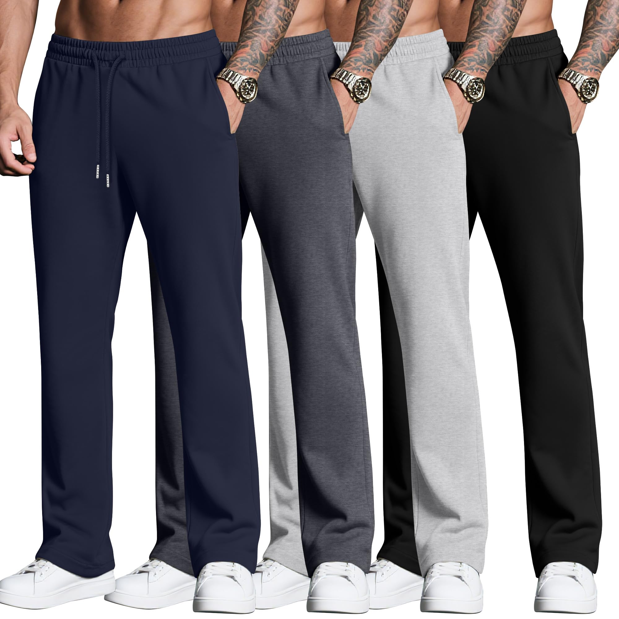 4 Pack Men's Sweatpants Baggy Lightweight Pants