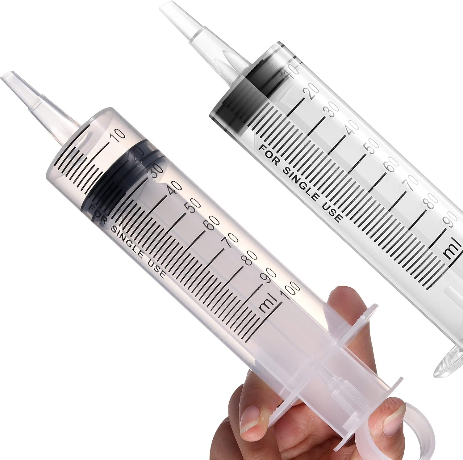 2 Pack Large Syringes (100 ML), Plastic Garden Industrial Syringes for Scientific Labs, Measuring, Watering, Refilling, Filtration Multiple Uses ，More Size Choice：150ML
