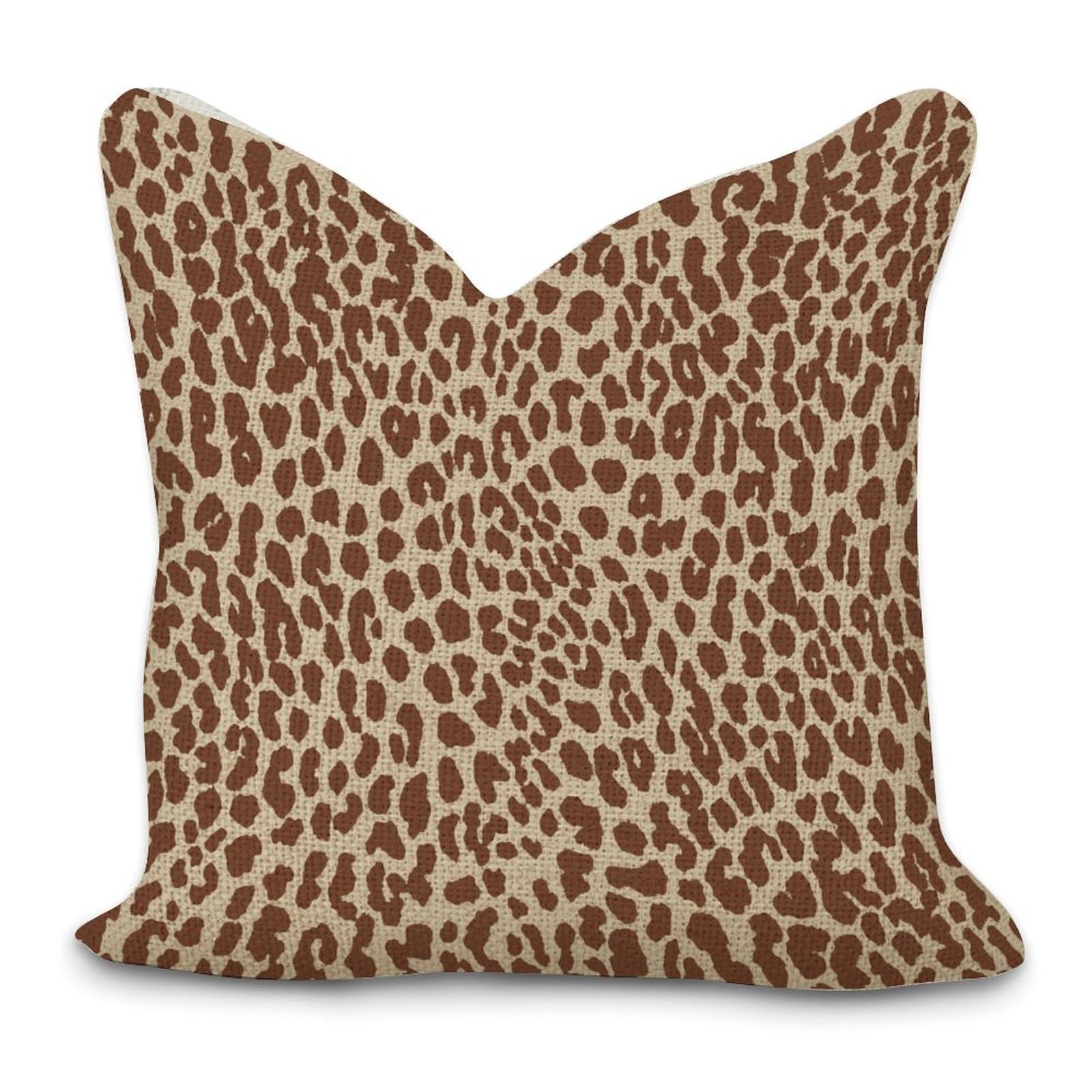 Cotton Linen Farmhouse Throw Pillow Cover With Zipper Brown Cheetah Leopard Print Animal Skin Pattern Pillow Cases Cushion Cover for Office Living Room Bedroom Car Chair Home Decorations 22x22in