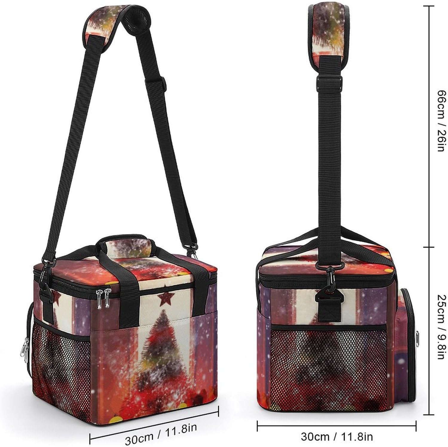 Camping Ice Pack, Xmas Party Print Cooler Bag, 22.5L Large Capacity Insulated Lunch Tote Bag for Outdoor, Picnic, BBQ, Travel, Work