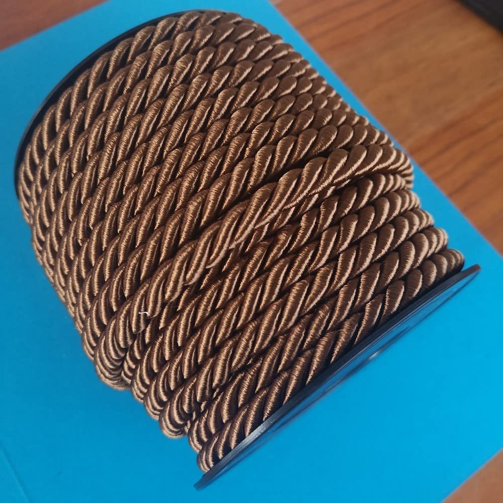 PIZZITALIANI Passamaneria decorativa - Cordone Intrecciato 8mm x 20m, MARRONE NOCCIOLA – Corda Decorativa flessibile, Cordoncino per decorazioni e Artigianato, Made in Italy