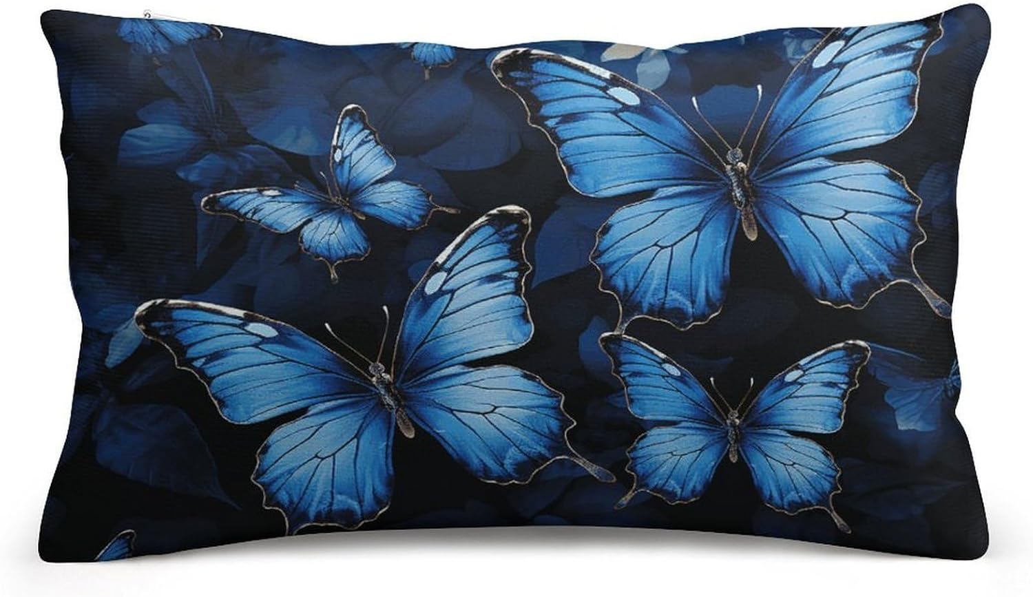 Dark Blue Butterflies Pillow Cases Queen Size Set of 1 Soft Comfortable Throw Pillows Covers Decorative Pillowcase with Zipper Bed Cushion Covers for Couch Sofa Bedroom 8"x12"