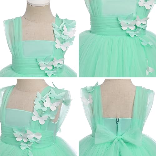 Miniatura 3 de Vestido tutú de tul para niña pequeña, vestido de mariposa y flores para niña, trajes formales de cumpleaños, vestidos de pastel