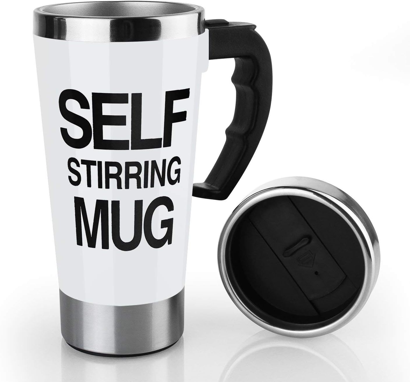 17oz Coffee Milk Automatic Mixing Cup Self Stirring Mug Stainless Steel Thermal Cup Electric Lazy Smart Double Insulated Cup (white)