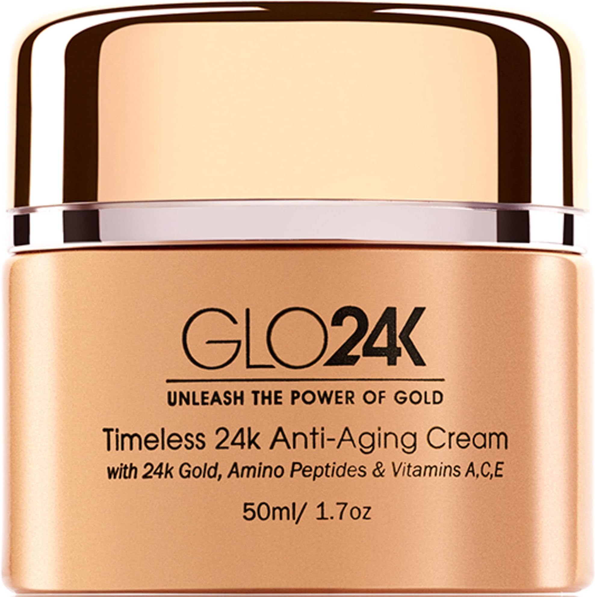 GLO24K UNLEASH THE POWER OF GOLD 24k Anti-Aging Cream with Vitamins, Hyaluronic Acid, Retinol