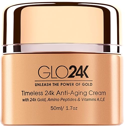 GLO24K Crema antienvejecimiento atemporal con oro de 24 quilates, péptidos potentes y vitaminas A, C, E y retinol