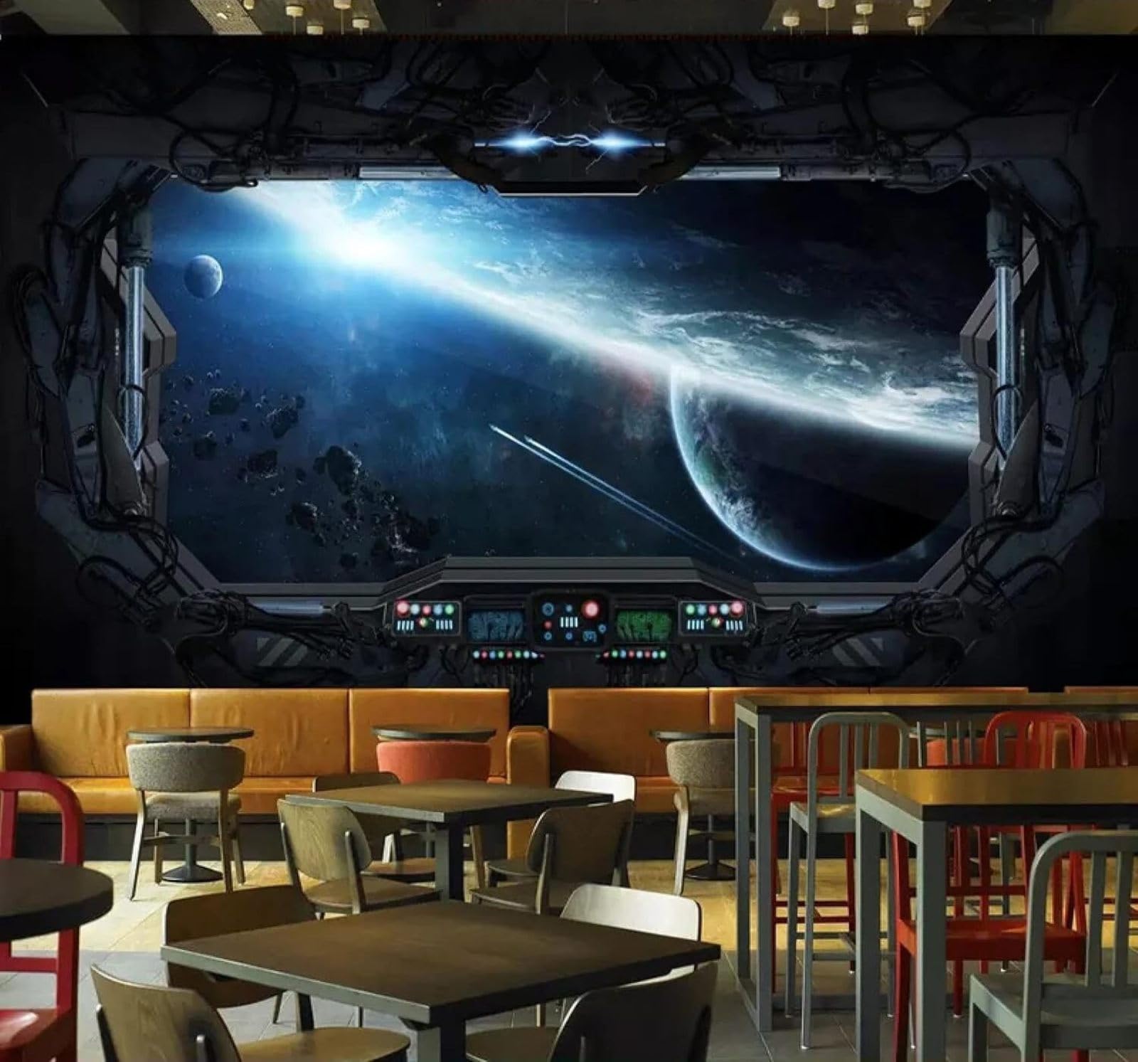 XLMING Minimalist Three Dimensional Space Capsule Starry Sky Planet 3D Wallpaper Luxury Silk Study Dining Feature Sofa Grey Bedroom Living Room Tv Decorative Wall-400cm×280cm