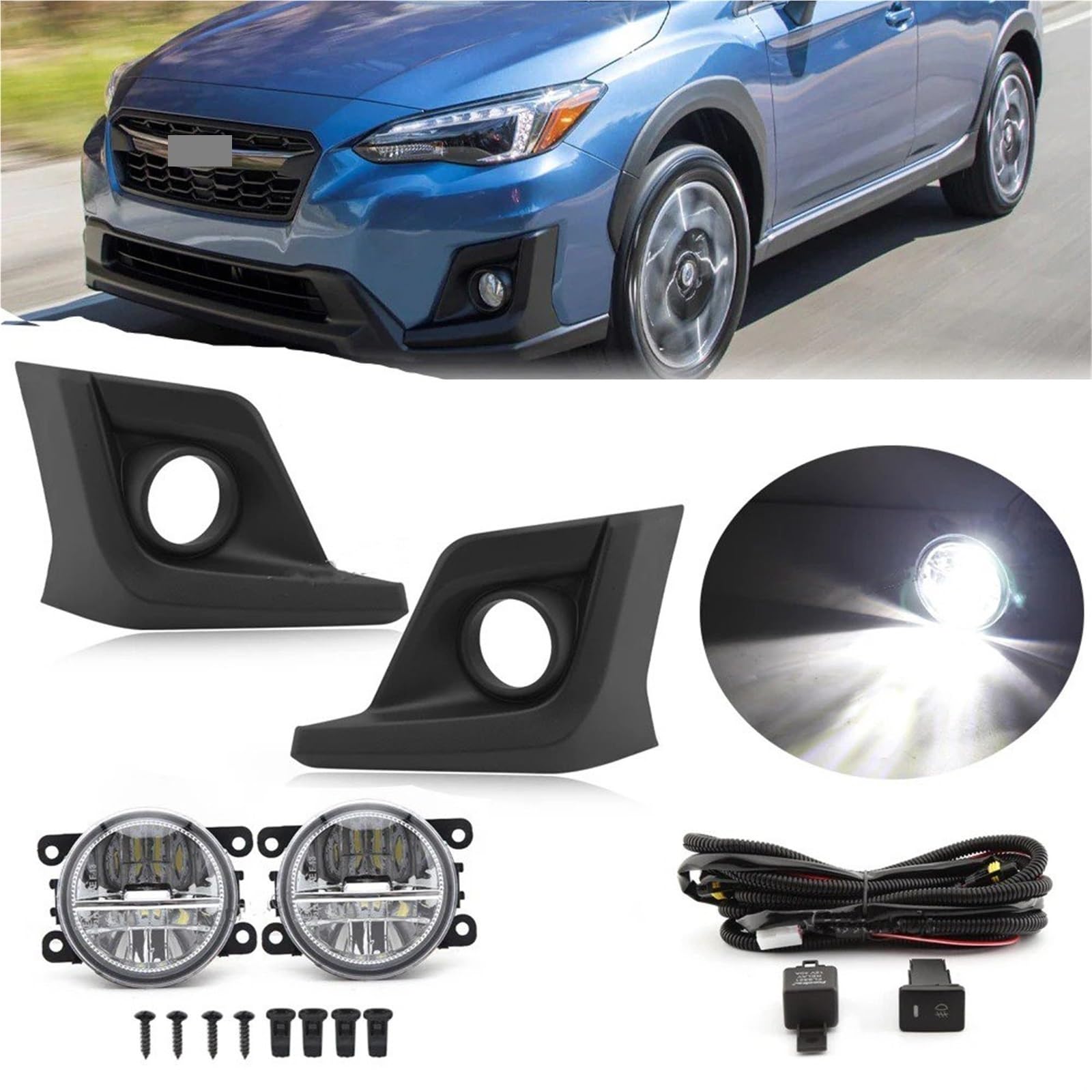 Fari Fendinebbia Paraurti Per Subaru XV Per Crosstrek 2018-2020 Copertura Fendinebbia Faro Anteriore Paraurti Anteriore Cornice Foro Fari Fendinebbia(1 set led A)