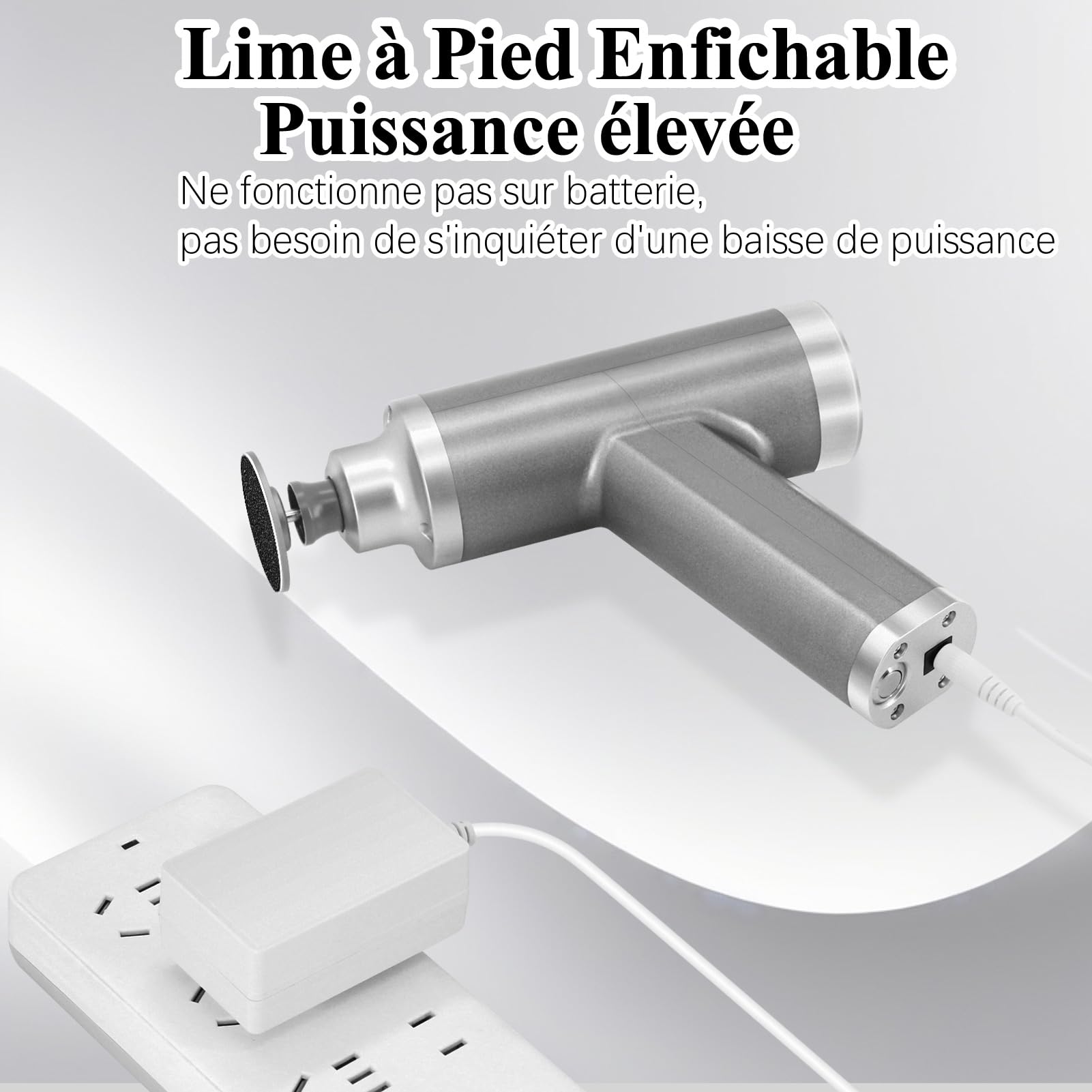 Rapeuse Pieds Electrique Puissante 4500RPM, Vitesse Réglable, Ponceuse Pied Professionnel Rappe Pieds Pédicure électrique Lime Electrique Pied Anti-Callosités (Gris)