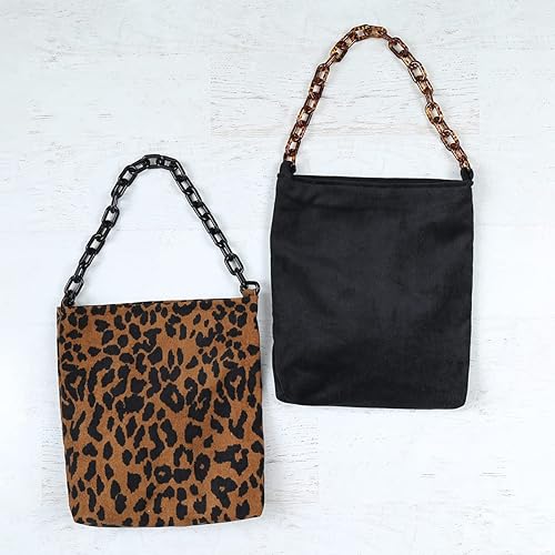 Miniatura 2 de Versátil bolso de mano de cuero vegano - Bolso de cuero sintético de lona desmontable correa de hombro desmontable, leopardo, estampado de serpiente