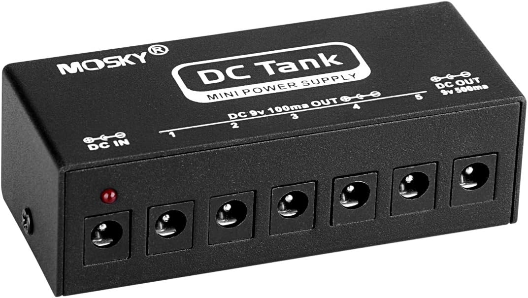 Mini Pedal Power Supply, 6 Isolated DC 9V Outputs with Short Circuit Protection for Electric Guitar Bass Effect Pedals Boards Aluminum Alloy black, by LC Prime