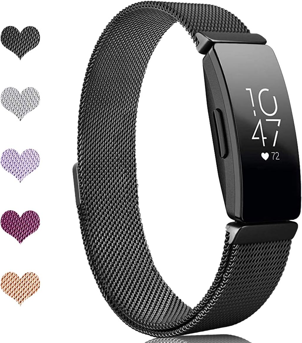 Intoval Bands Compatible with Fitbit Inspire HR Bands/Fitbit Inspire Band,Inspire hr Metal Stainless Steel Magnetic Men Women Replacement Bands for Fitbit Inspire & Inspire HR Fitness Tracker.
