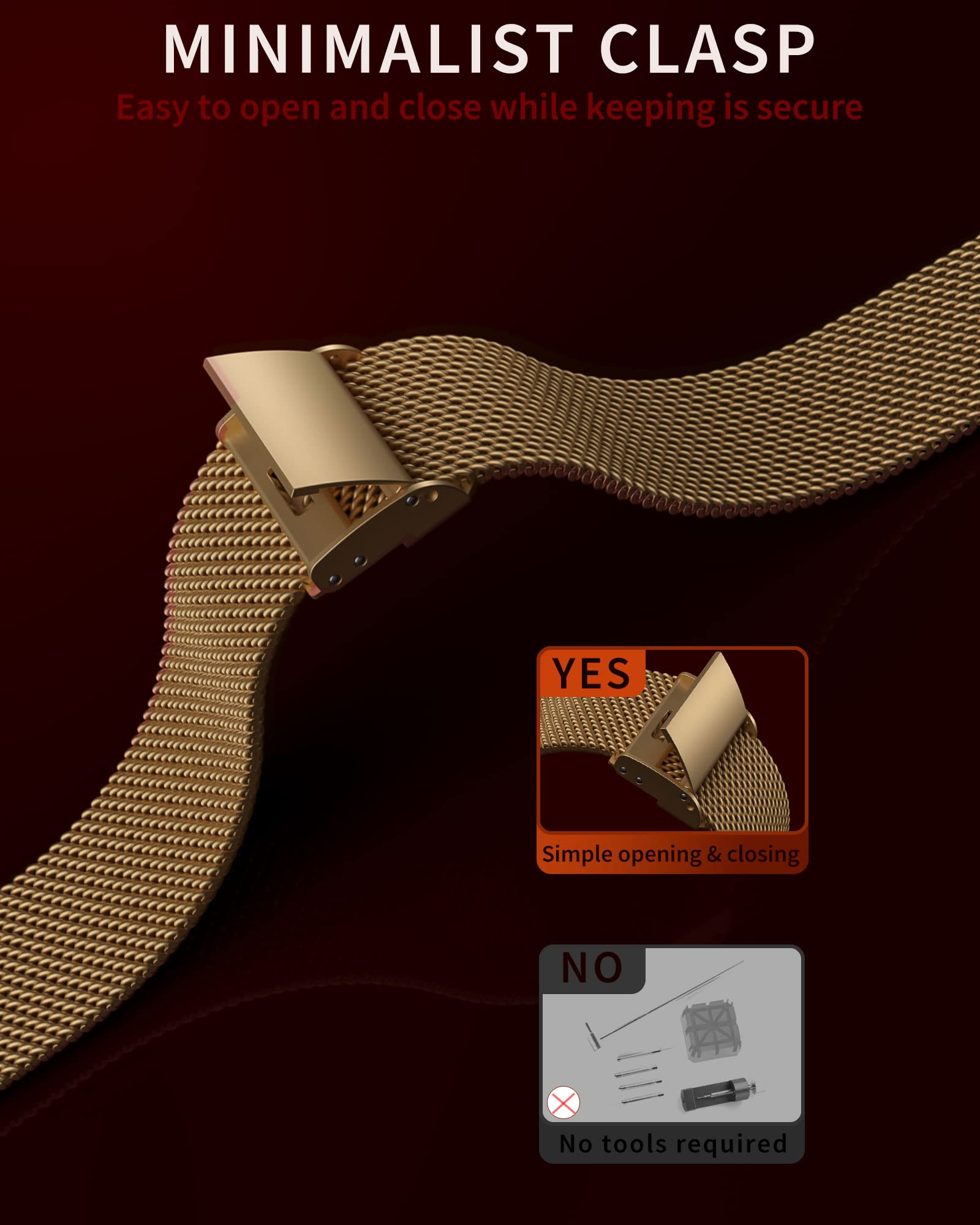 Cinturino Metallo Per Amazfit GTR 4/3/2 - Maglia Intrecciata Acciaio Inox - Regolabile (Nero) - Foto 13