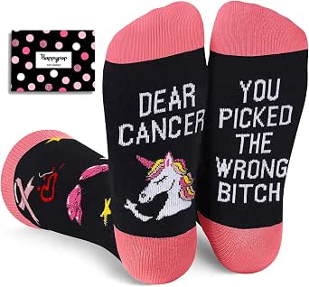 HAPPYPOP Cancer Awareness Socks for Women and Men