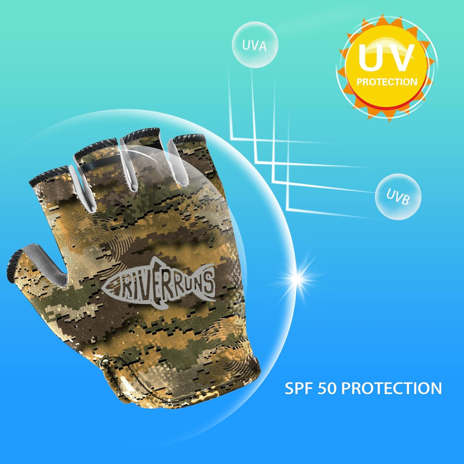 Riverruns Fishing Gloves, UPF50+ Sun Gloves, Fingerless Fishing Gloves, Lightweight Breathable Fishing Gloves Men for Kayaking Paddling Driving Hiking Fishing : Sports & Outdoors