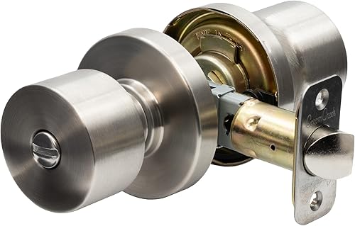 Copper Creek Metro - Perilla redonda para puerta con diseño de roseta en acero satinado