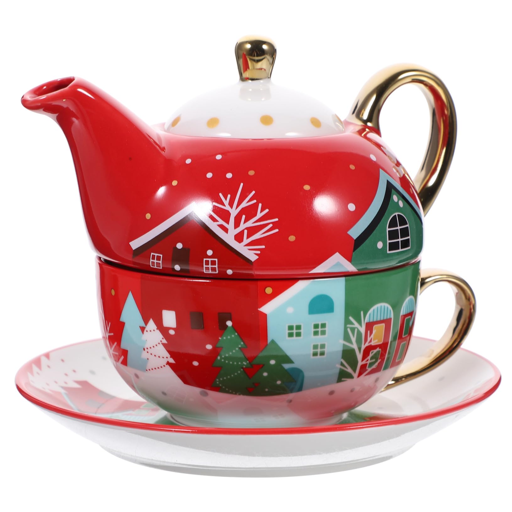 Tasse à thé et soucoupe de Noël en céramique pour vos matins festifs au coin du feu