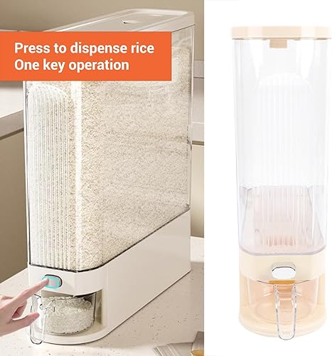 Miniatura 8 de Aramox Rice Dispenser, Cereal Dry Food Storage Container with Measuring Cup Slim Space Saving Design for Pantry & Kitchen Organization