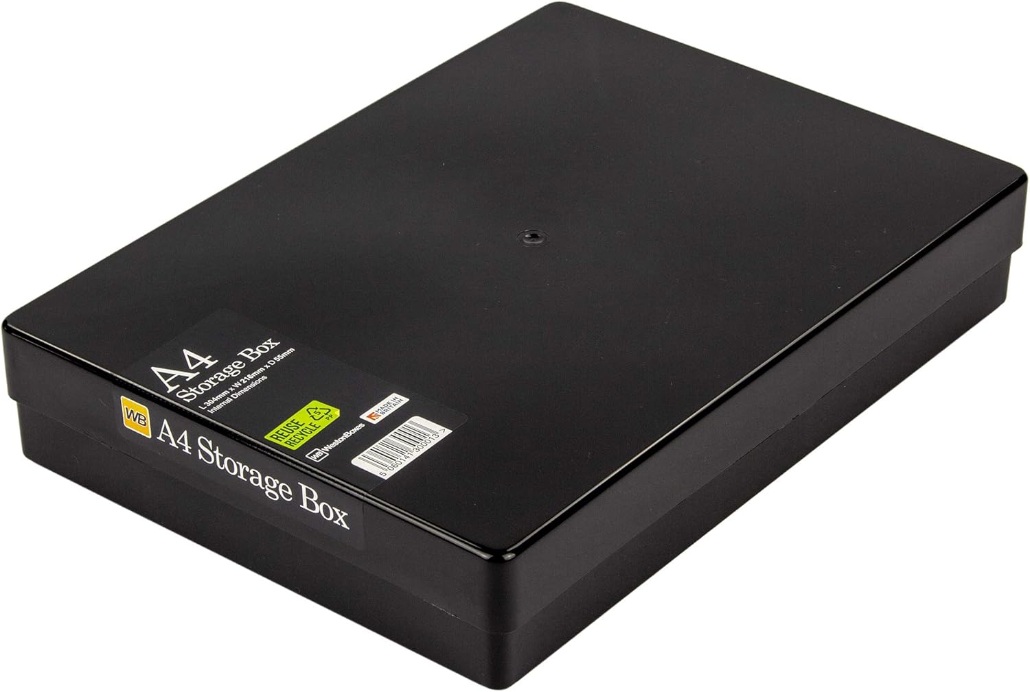 WestonBoxes A4 Plastic Craft Storage Boxes (Black, Pack of